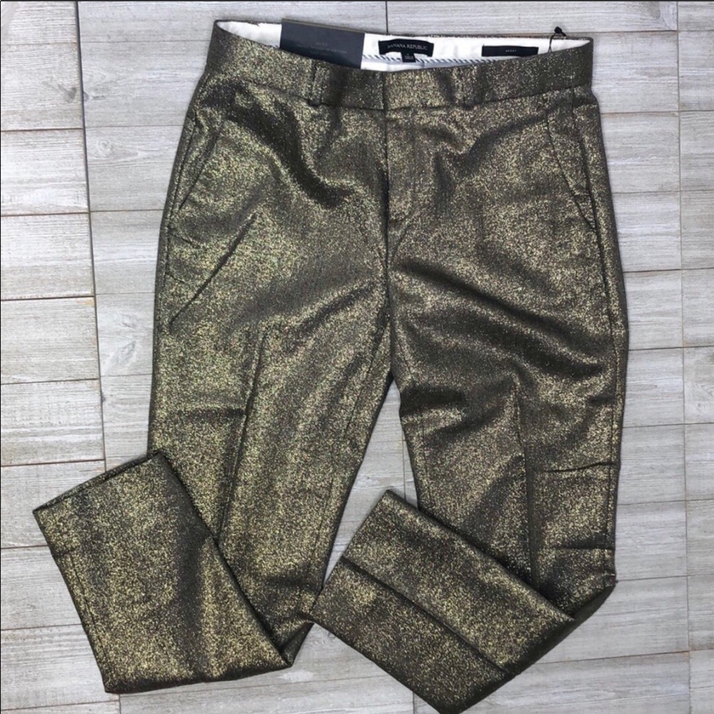 NWT Banana Republic Gold Shimmer Ankle Pants